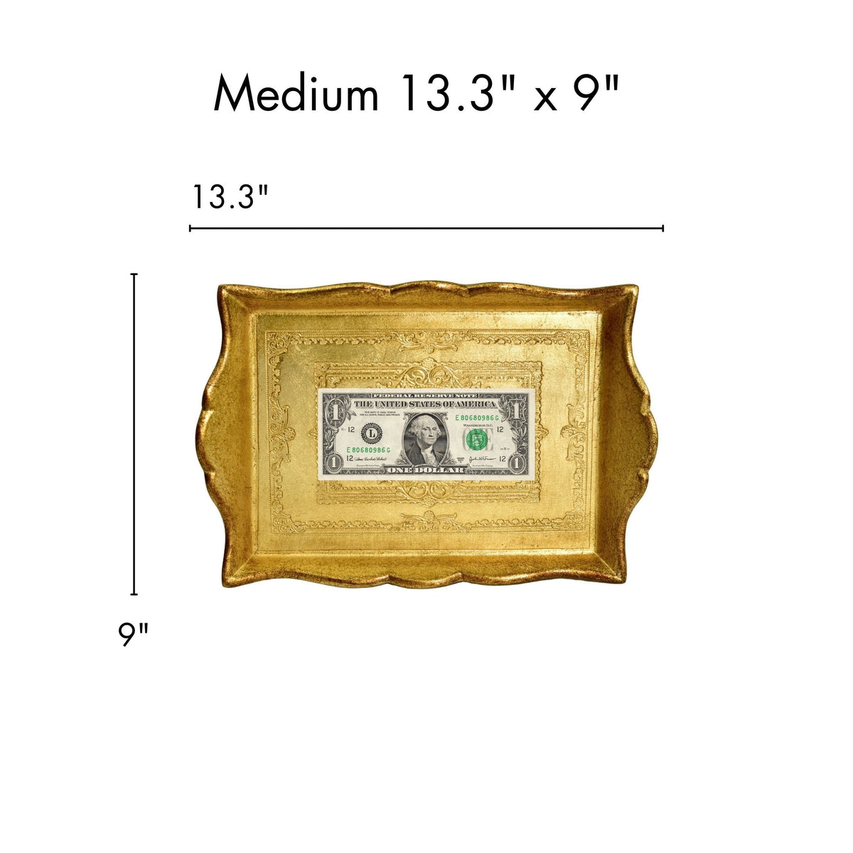 Florentine Carved Deep Sided Rectangle Tray, Made in Italy