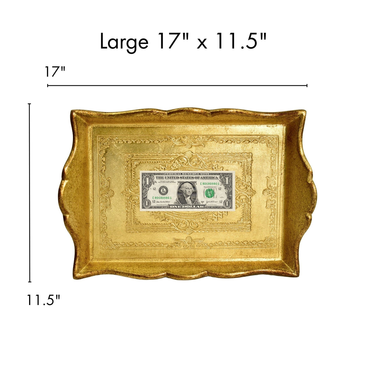 Florentine Carved Deep Sided Rectangle Tray, Made in Italy