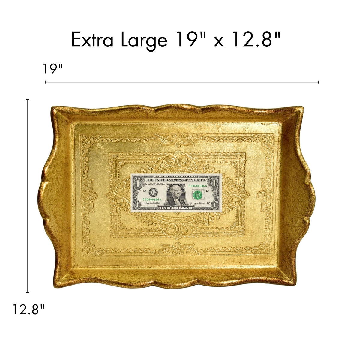 Florentine Carved Deep Sided Rectangle Tray, Made in Italy