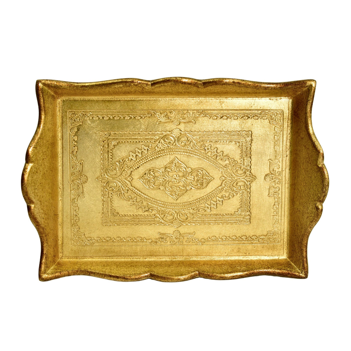 Florentine Carved Deep Sided Rectangle Tray, M or L, Made in Italy