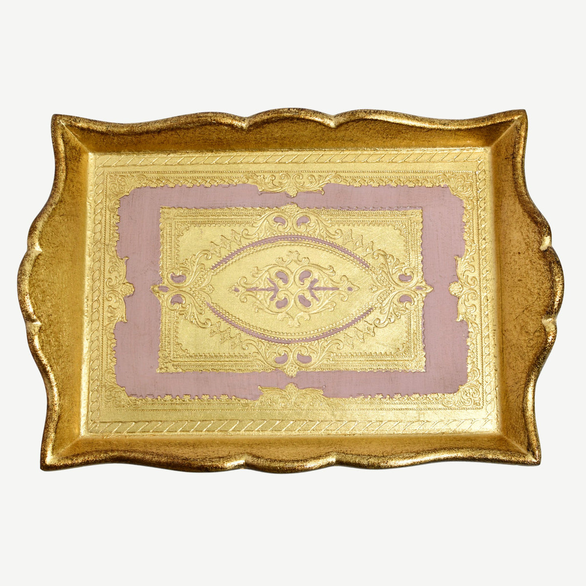 Florentine Carved Deep Sided Rectangle Tray, M or L, Made in Italy