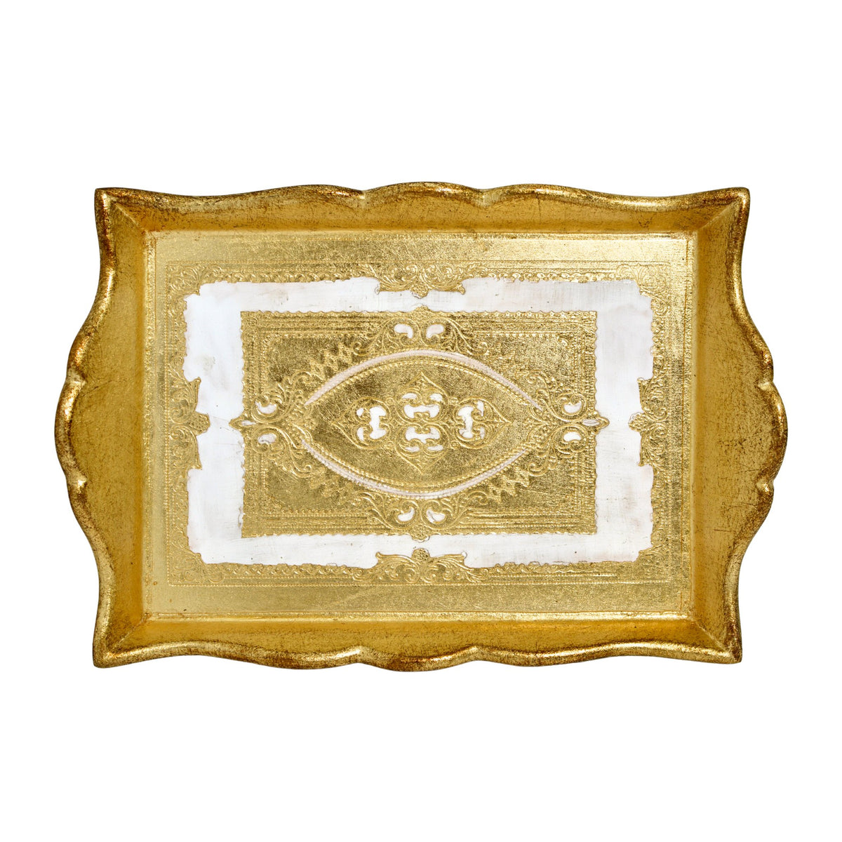 Florentine Carved Deep Sided Rectangle Tray, M or L, Made in Italy