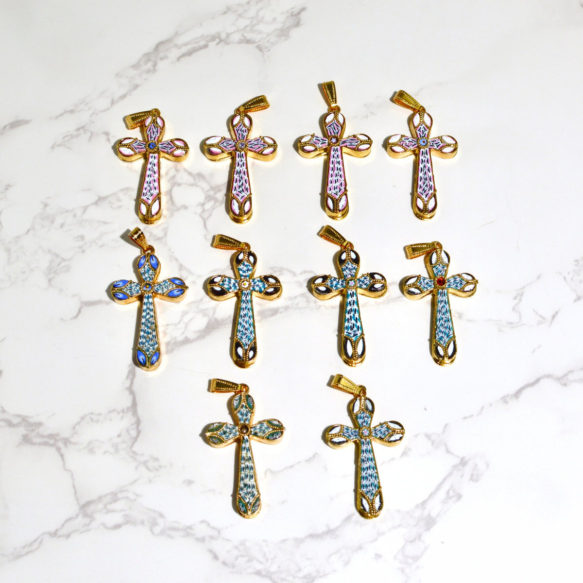 Florentine Mosaic Cross Pendant, Millefiori Glass, Made In Italy - My Italian Decor