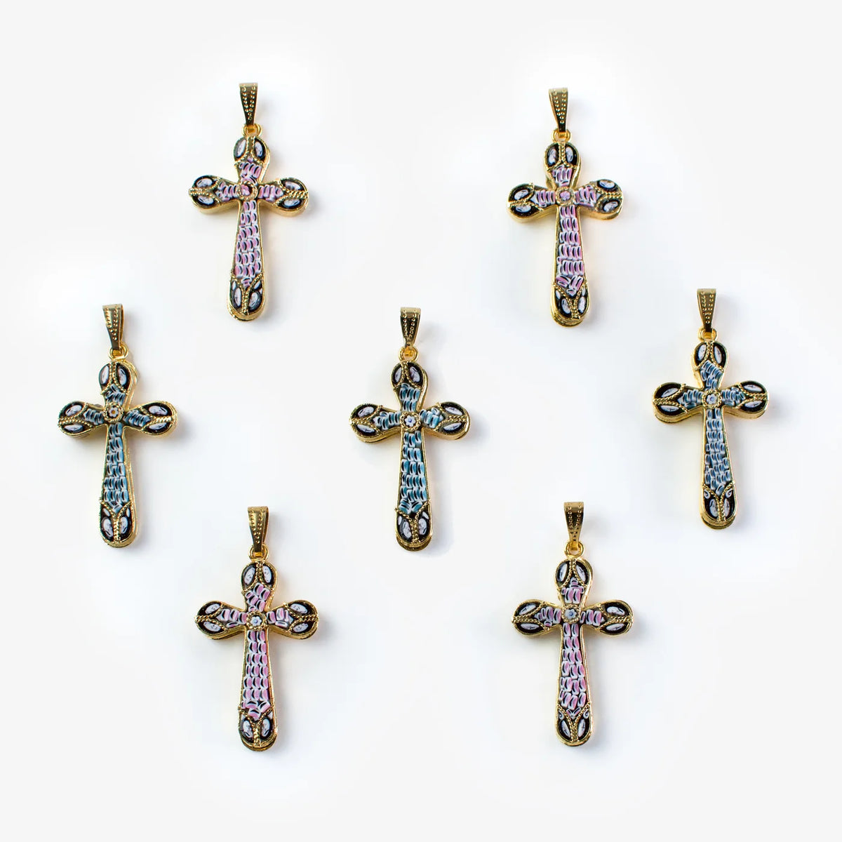 Florentine Mosaic Cross Pendant, Millefiori Glass, Made In Italy - My Italian Decor