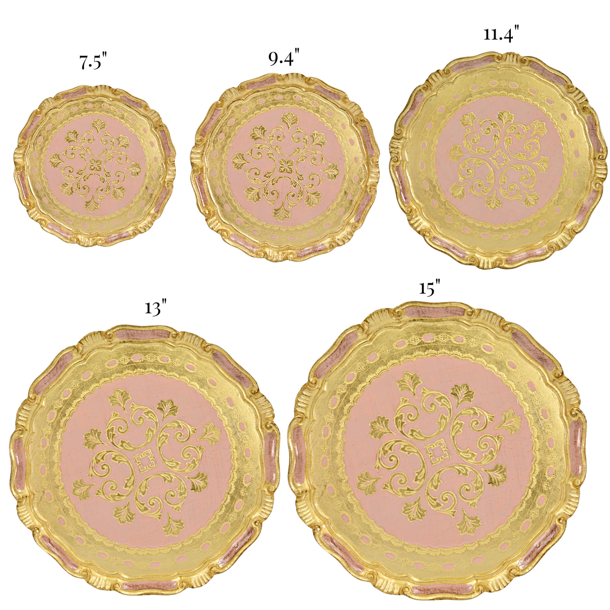 Florentine Carved Gilded Wood Circle Tray, Made in Italy