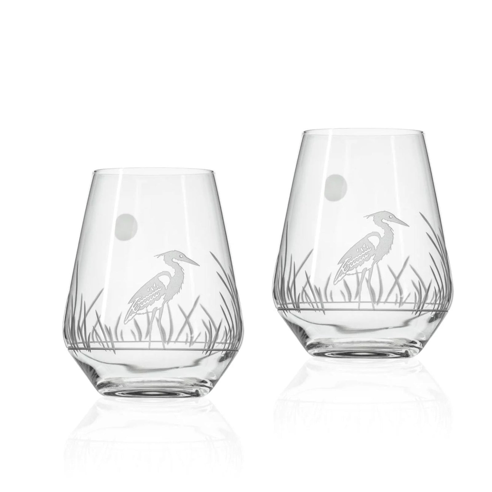 Heron Stemless Wine - Set of 2 18oz - USA Made - My Italian Decor