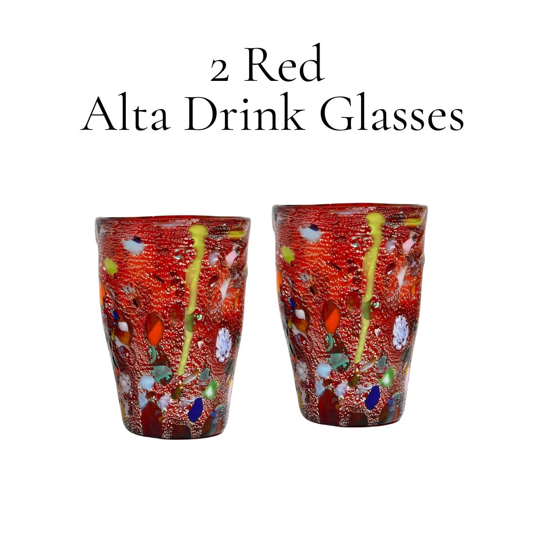 Murano Glass Set of 6 Drinking Glasses - Asst Color