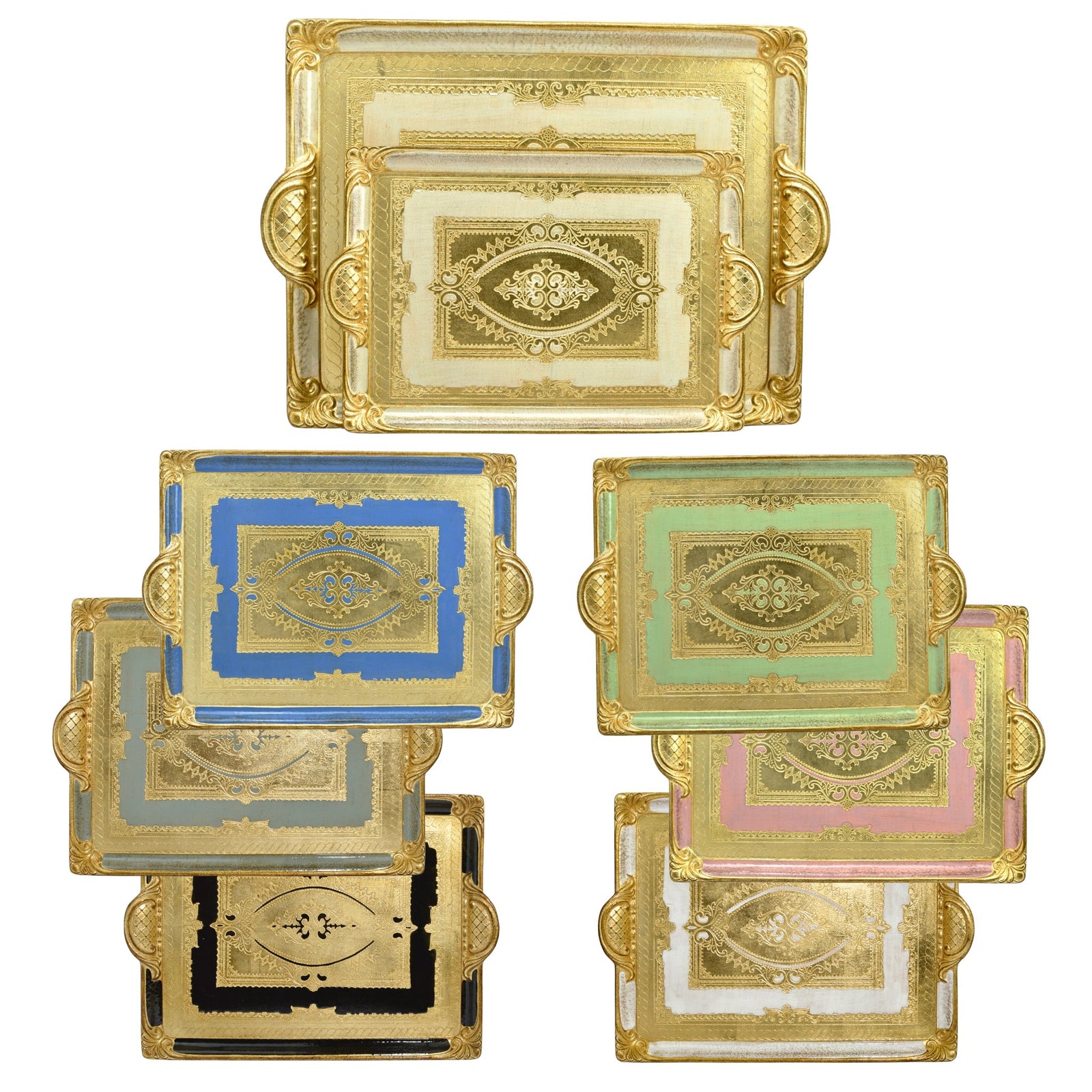 Florentine Carved Rectangle Tray with Handles, M or L, Made in Italy - My Italian Decor