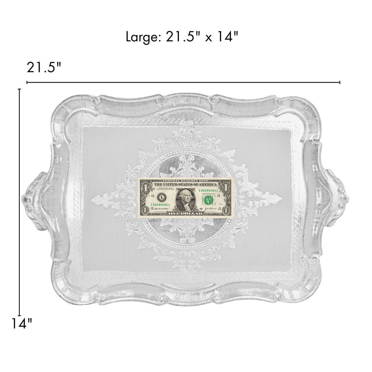 Florentine Carved Wood Tray, Rectangle with Scalloped Design