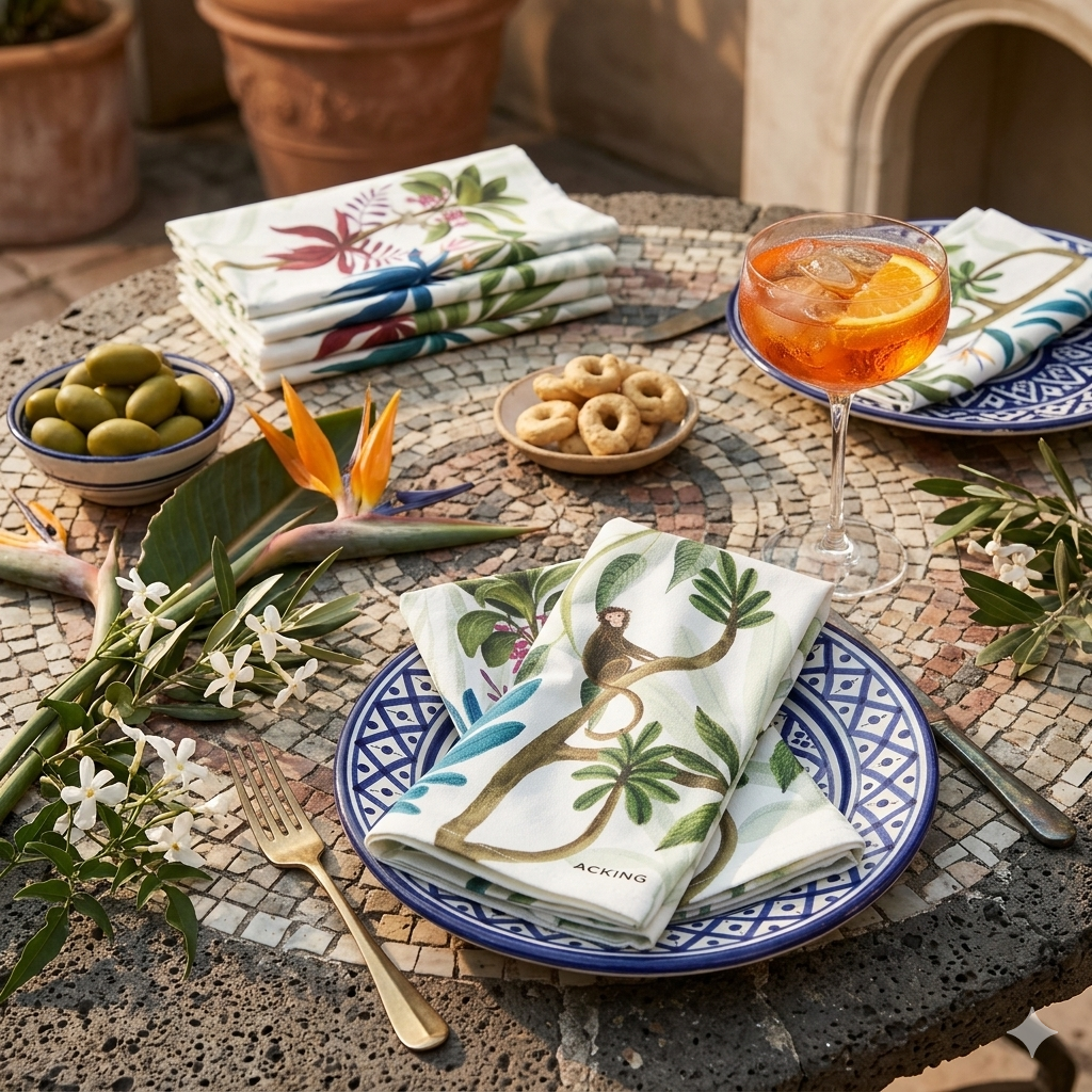 Set of 4 Napkins and Placemats, 100% Cotton, Made in Italy - My Italian Decor