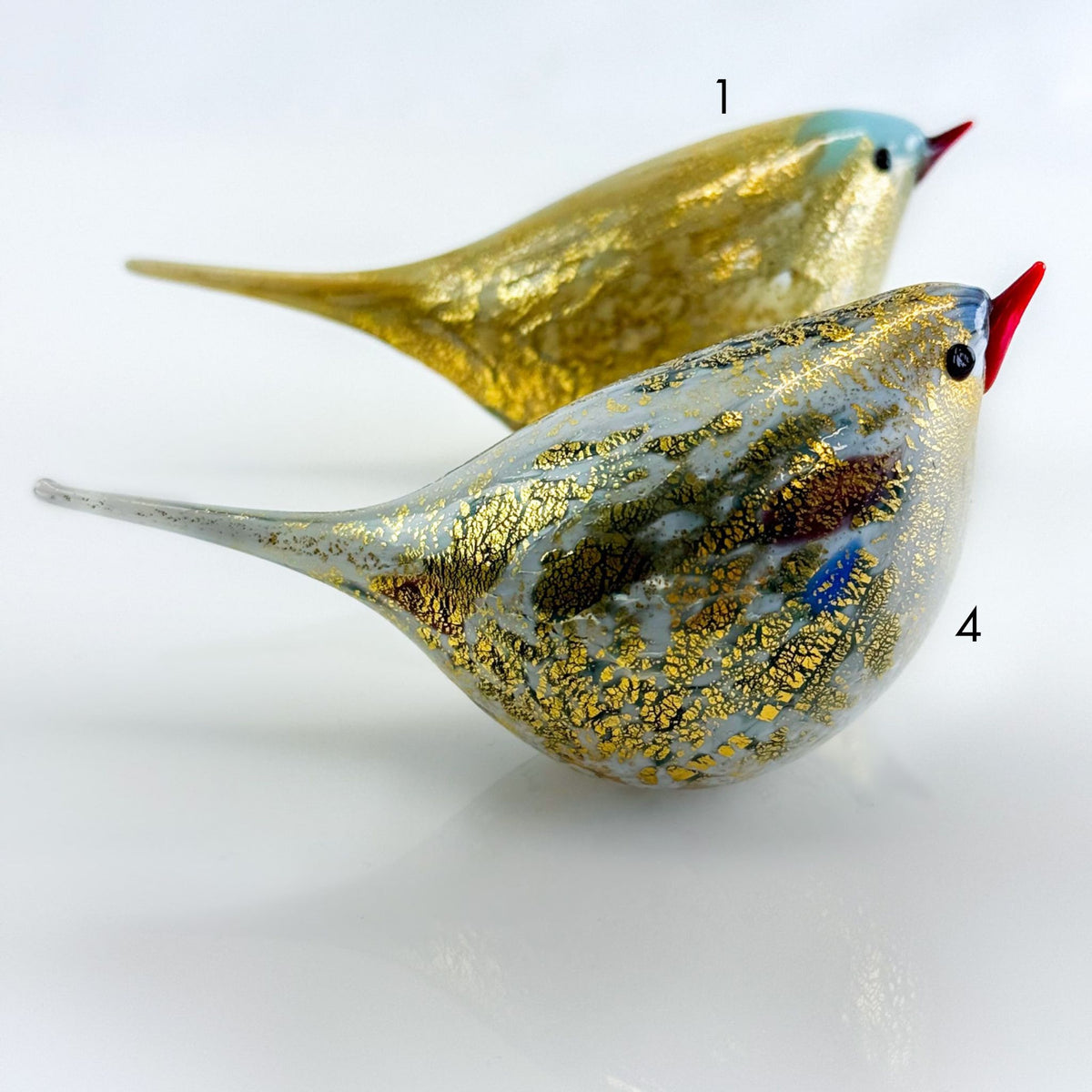 Murano Blown Glass Luca Blue & Green Chirpie Bird Figurine