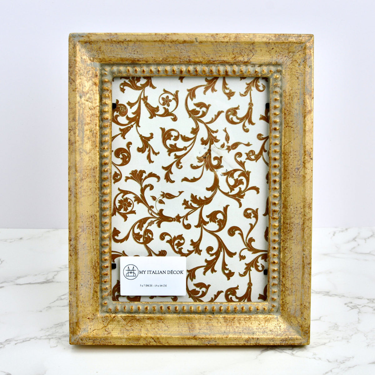 Italian Florentine Carved Wood Gold Distressed Photo Frame