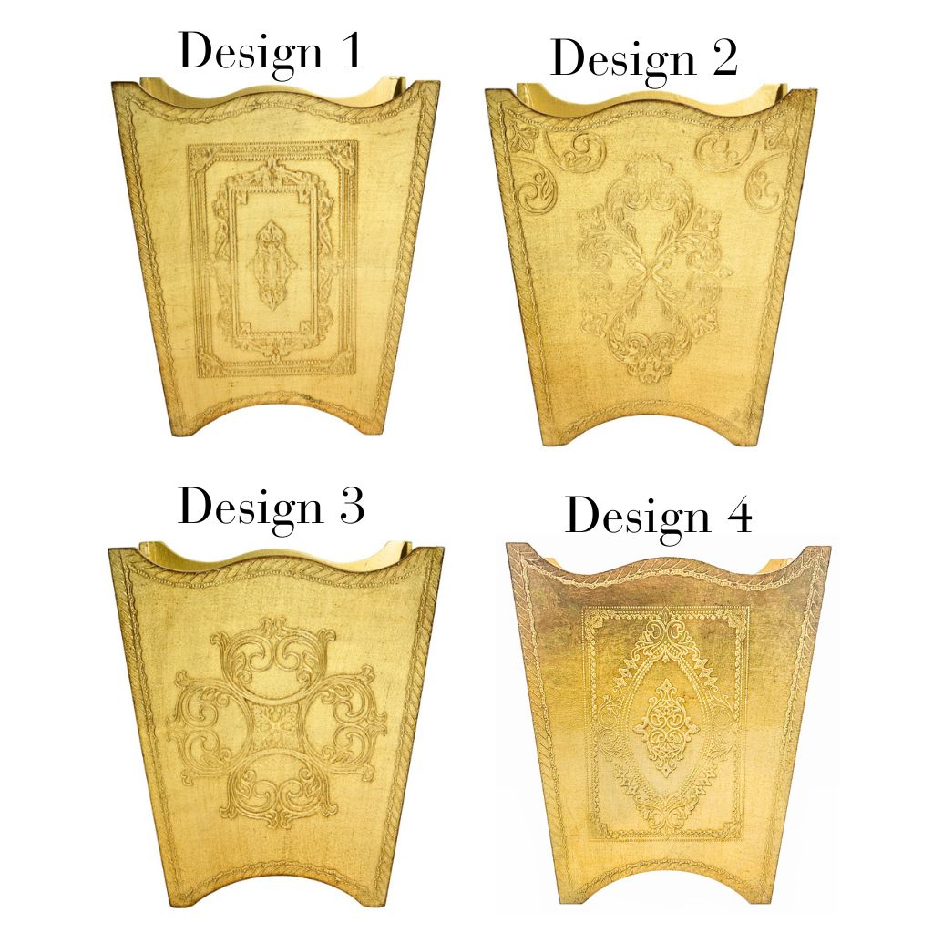 Italian Florentine Waste bin, Gold, Made in Italy