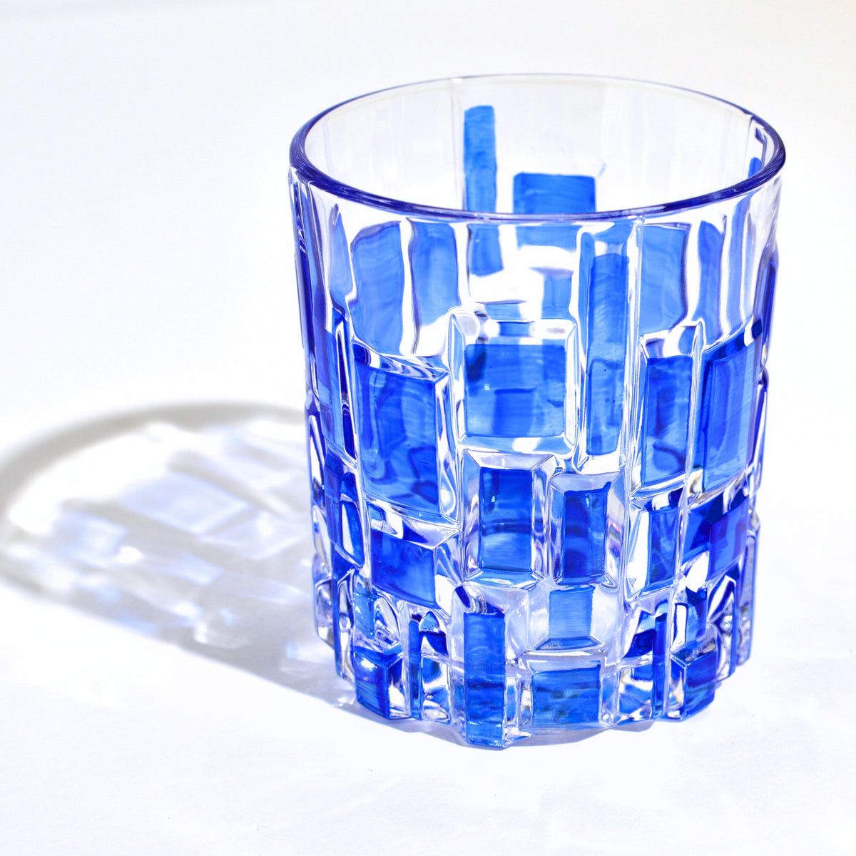 Etna Hand Painted Italian Crystal Short Glasses, Blue