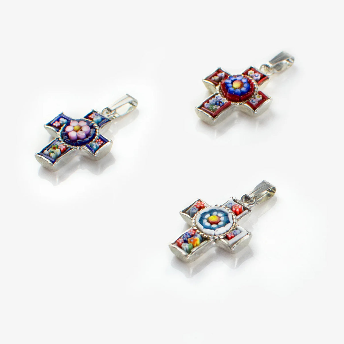 Florentine Mosaic Cross Pendant Necklace, Mini, Made In Italy - My Italian Decor