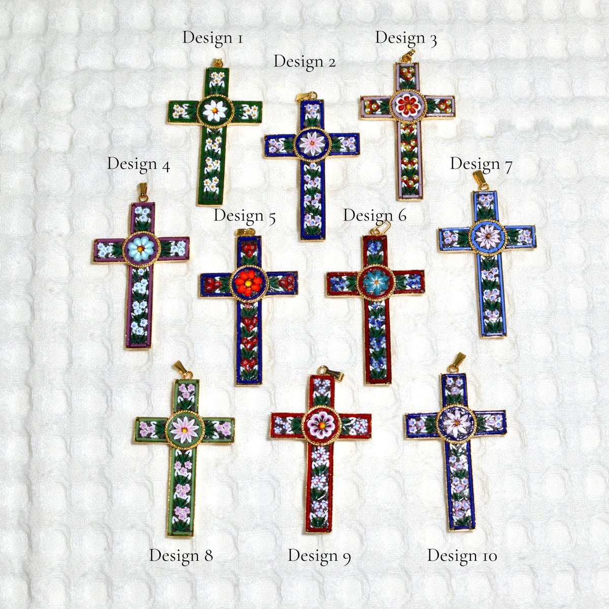 Florentine Mosaic Cross Pendant Necklace, 2&quot; Medium, Made In Italy - My Italian Decor