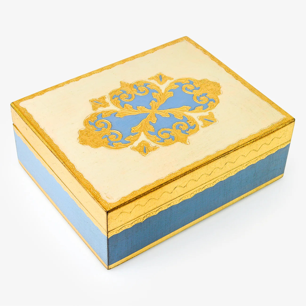 Large Florentine carved rectangle jewelry box by My Italian Decor with floral patterns, 8x10 inch storage for jewelry.