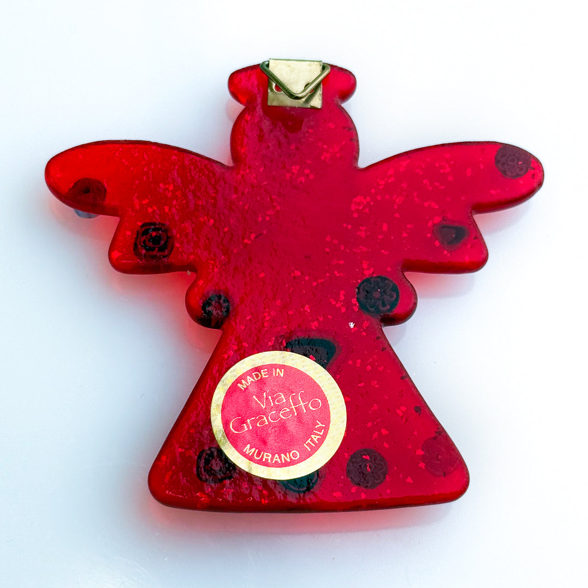 Murano Glass Angel Ornament Millefiori, Made in Italy