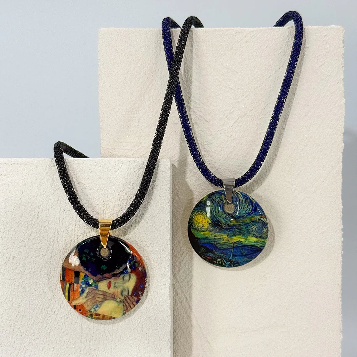 Art Pendant Necklace - Van Gogh, Gustav Klimt, Kandinsky