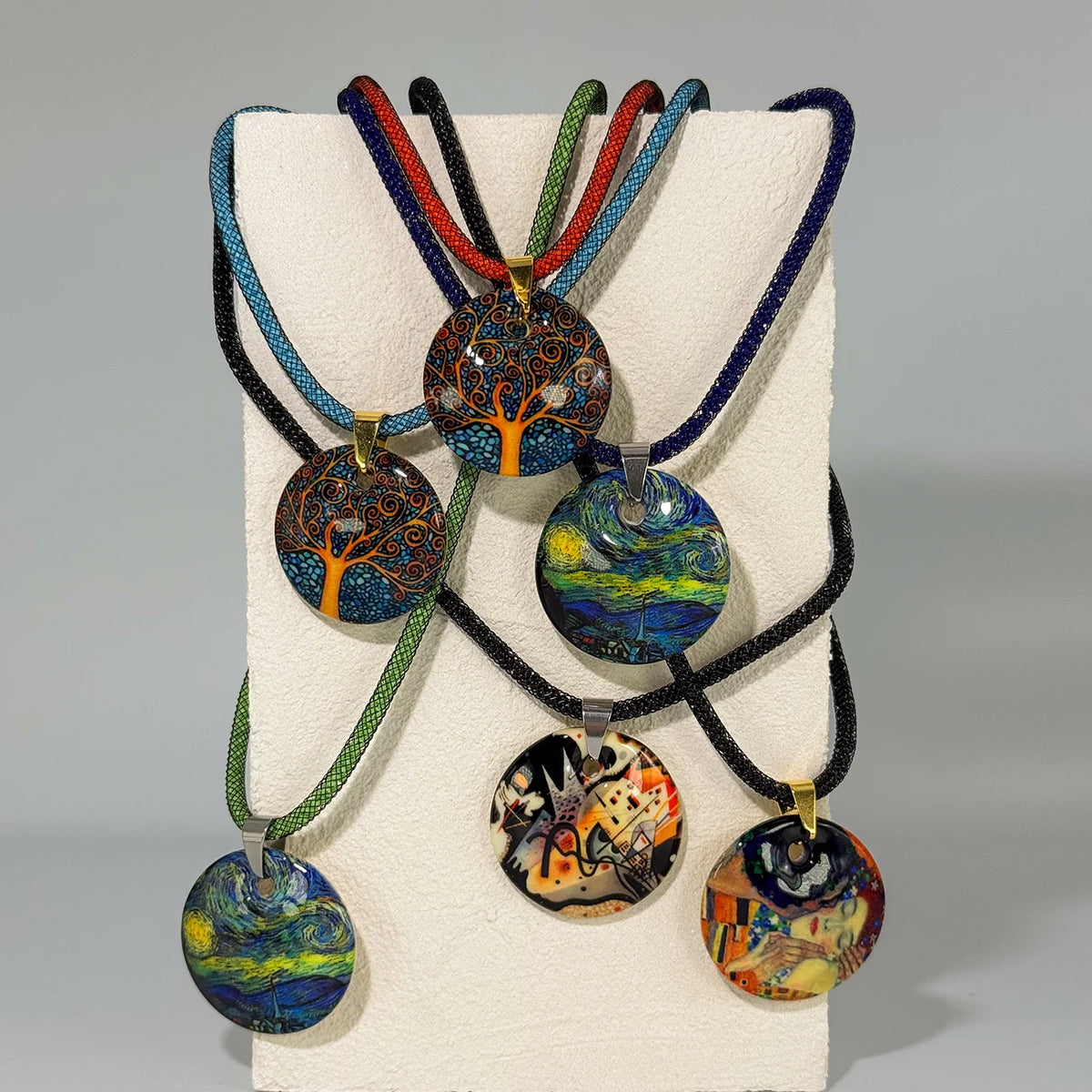 Art Pendant Necklace - Van Gogh, Gustav Klimt, Kandinsky