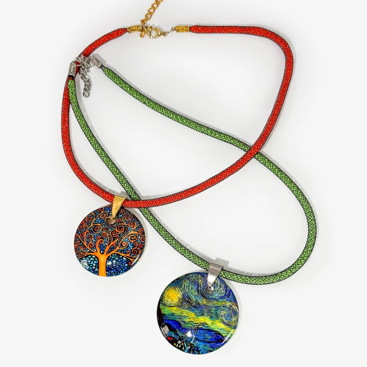 Art Pendant Necklace - Van Gogh, Gustav Klimt, Kandinsky
