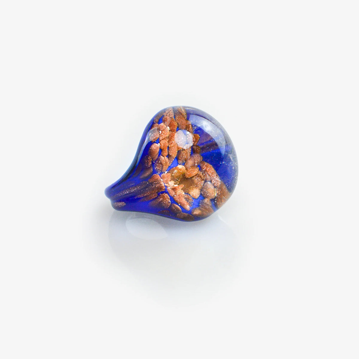 Cobalt blue Murano glass ring with aventurina accents from My Italian Decor, handcrafted in Italy.