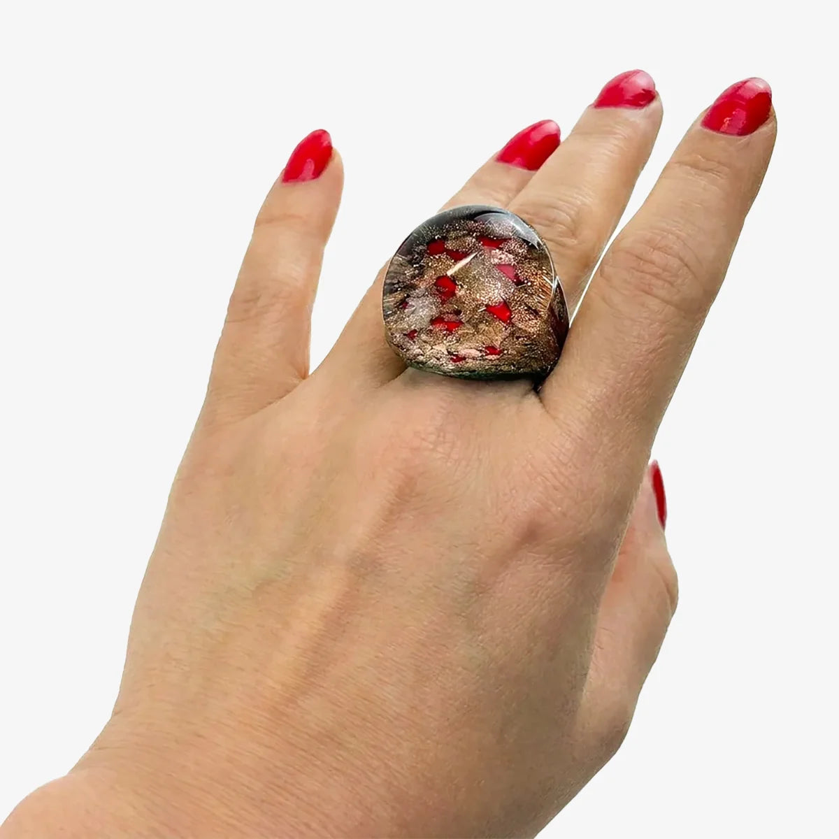 Murano glass ring with aventurina in a vibrant design, crafted in Italy by My Italian Decor.