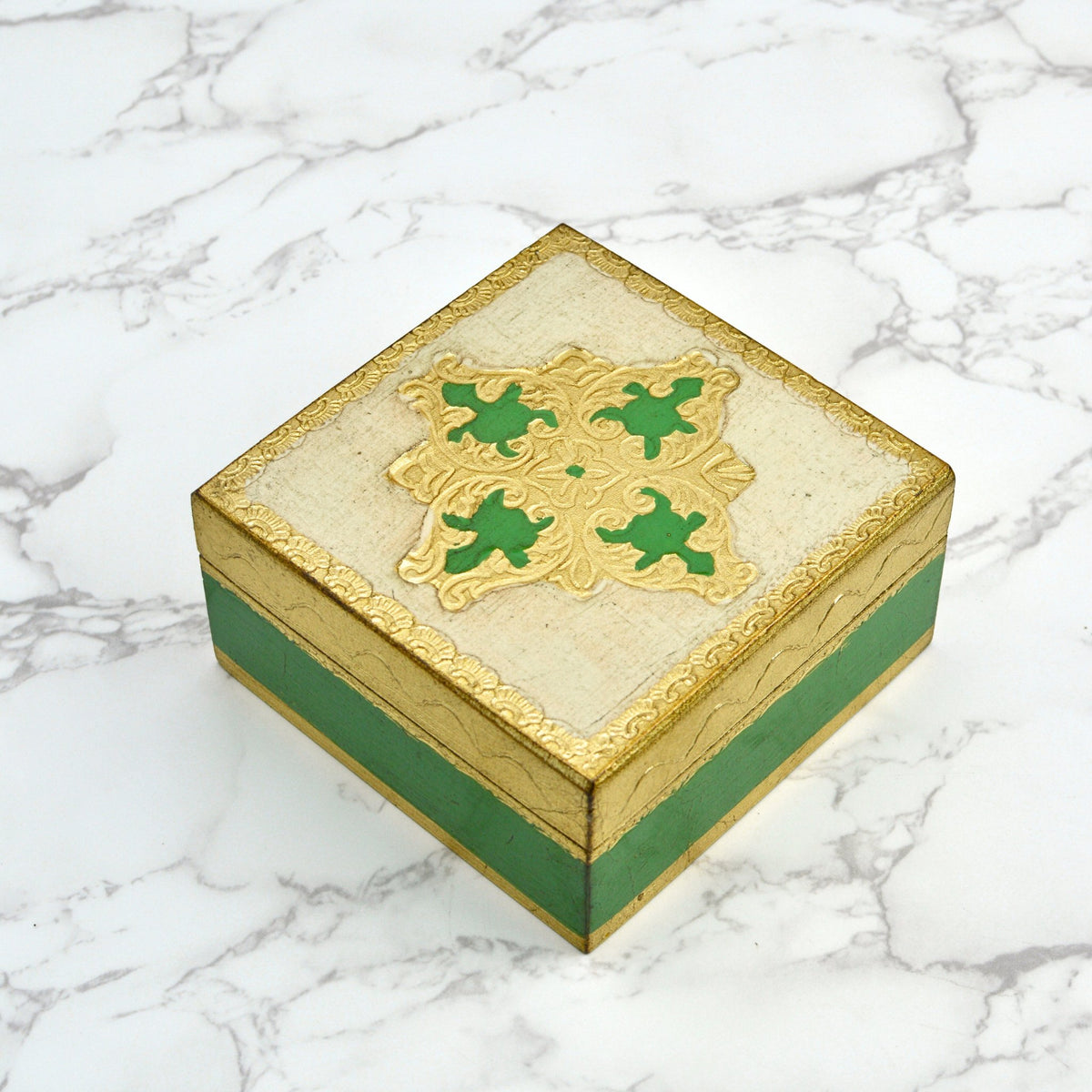 Florentine Carved Square Jewelry/Storage Box with Lid