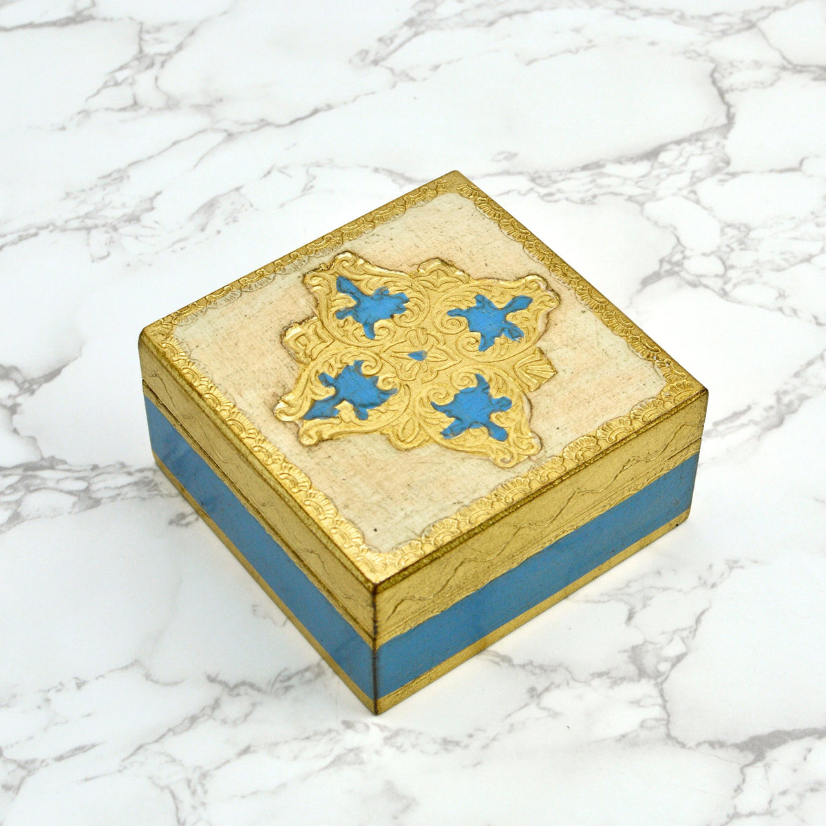 Florentine Carved Square Jewelry/Storage Box with Lid