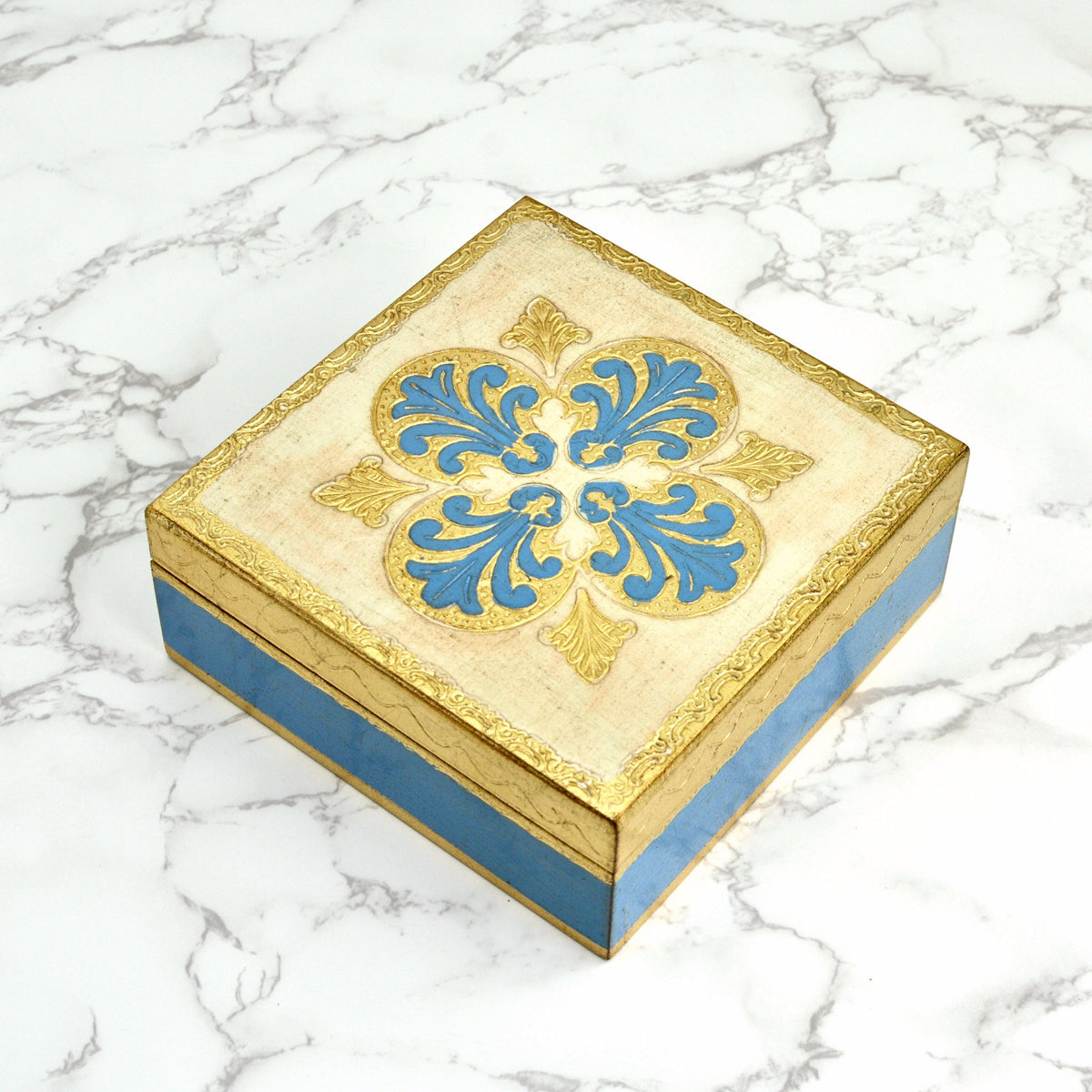 Florentine Carved Square Jewelry/Storage Box with Lid