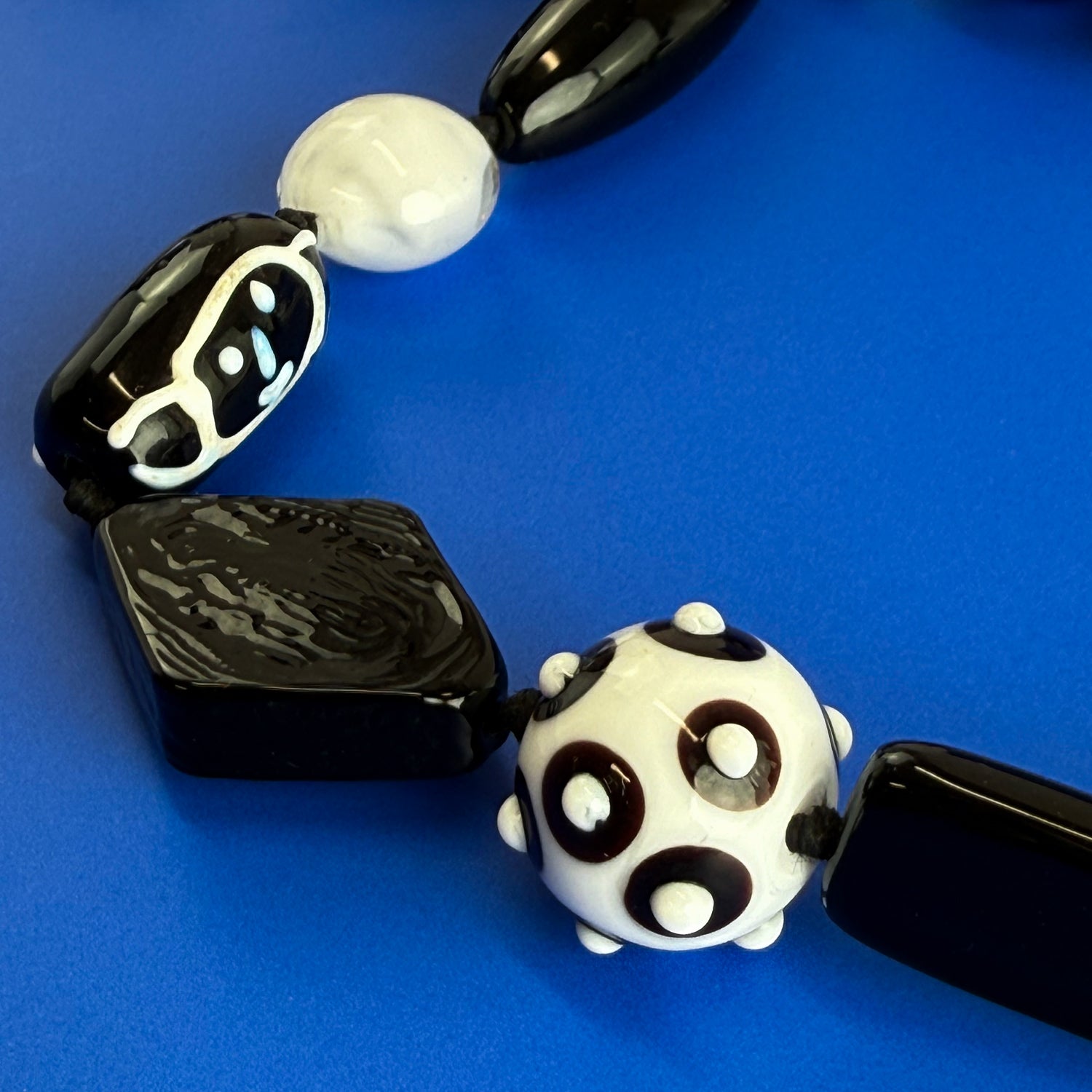 Murano Glass Black & White Statement Necklace - Made in Italy - My Italian Decor