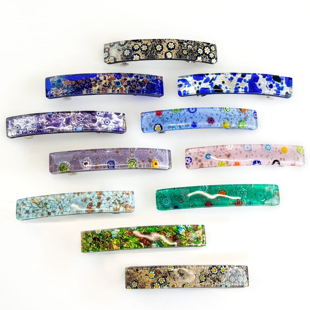 Murano glass hair barrette by My Italian Decor featuring colorful, handcrafted glass design for elegant hair styling.