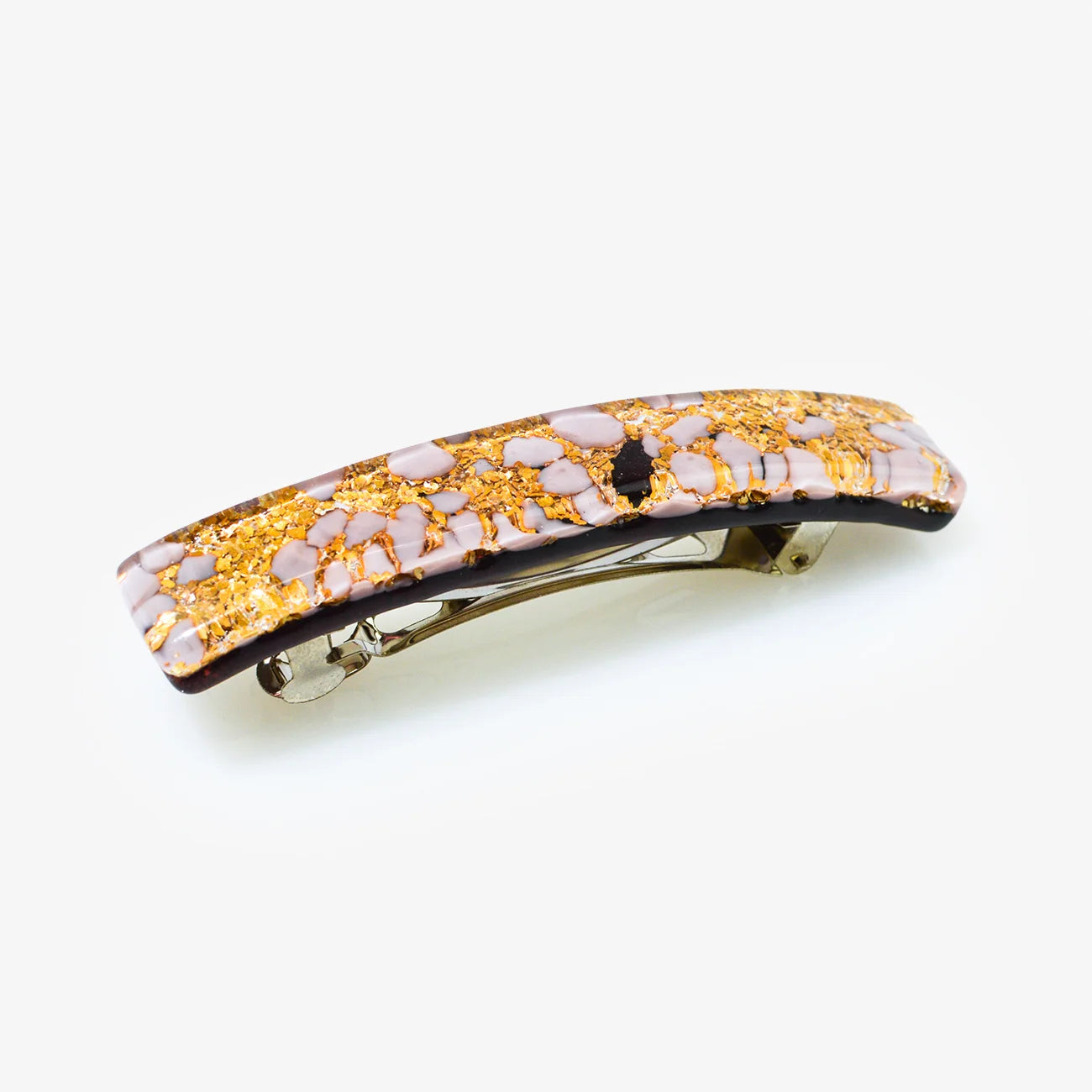Murano glass hair barrette by My Italian Decor featuring colorful handcrafted glass and a sleek metal clip for elegant styling.
