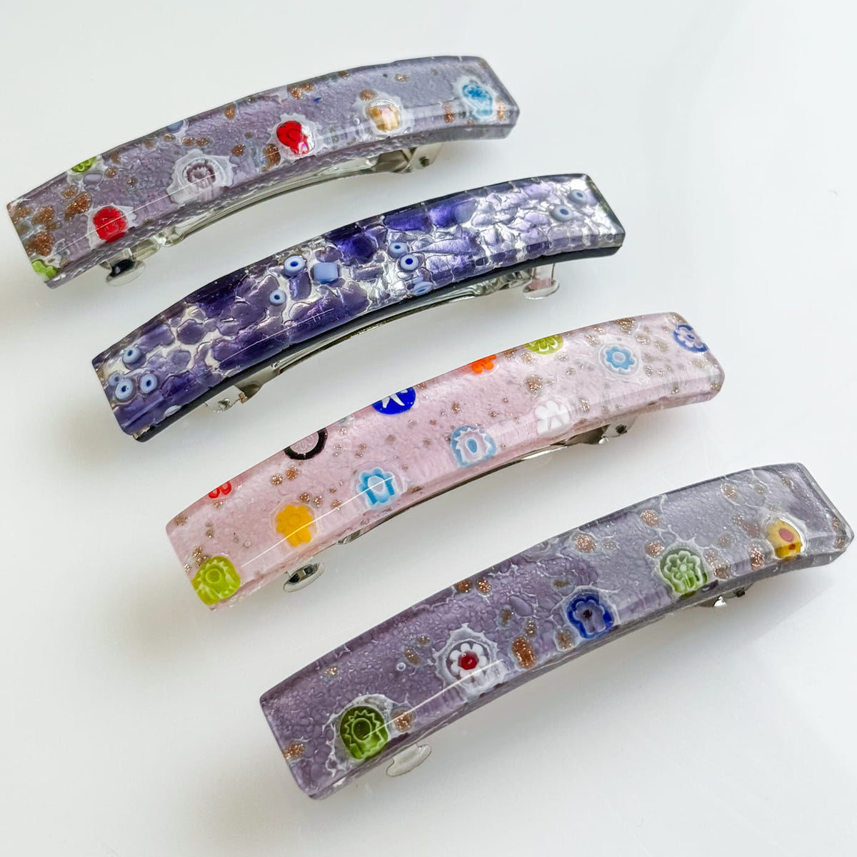 Murano glass hair barrette by My Italian Decor featuring colorful, handcrafted glass clip for elegant hair styling.