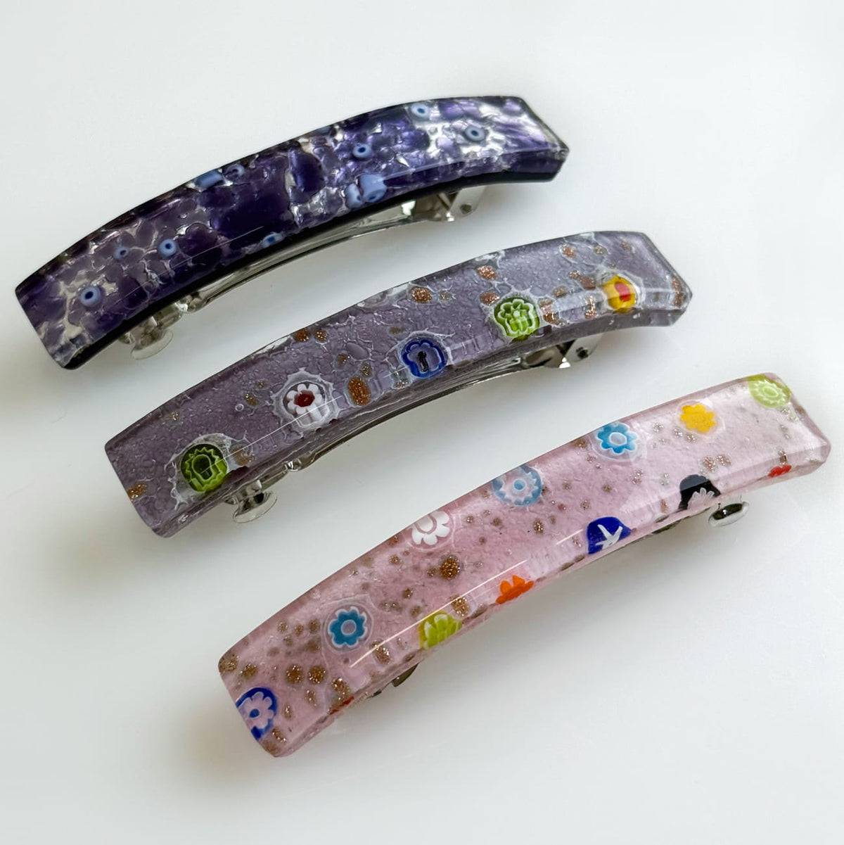 Murano glass hair barrette by My Italian Decor, featuring vibrant, handcrafted glass with a decorative hair clip design.