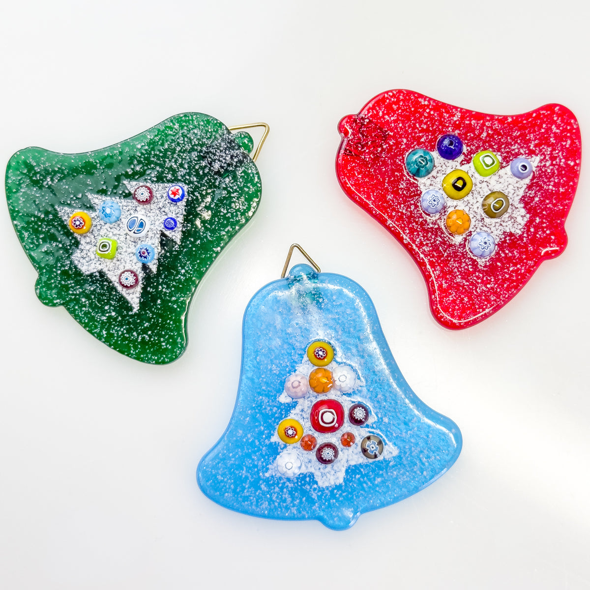 Murano Glass Ornament Millefiori Tree, Bell, Made in Italy