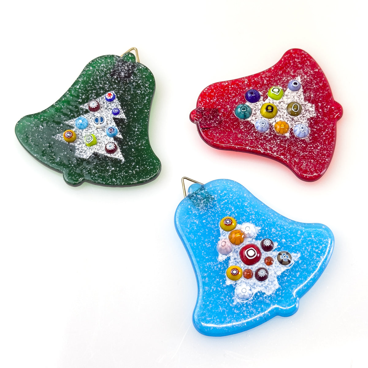 Murano Glass Ornament Millefiori Tree, Bell, Made in Italy