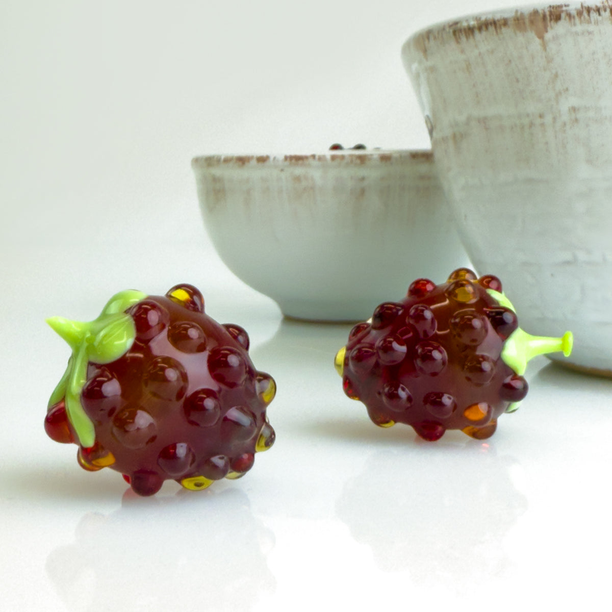 Murano Glass Berries, Raspberries, Set of 3