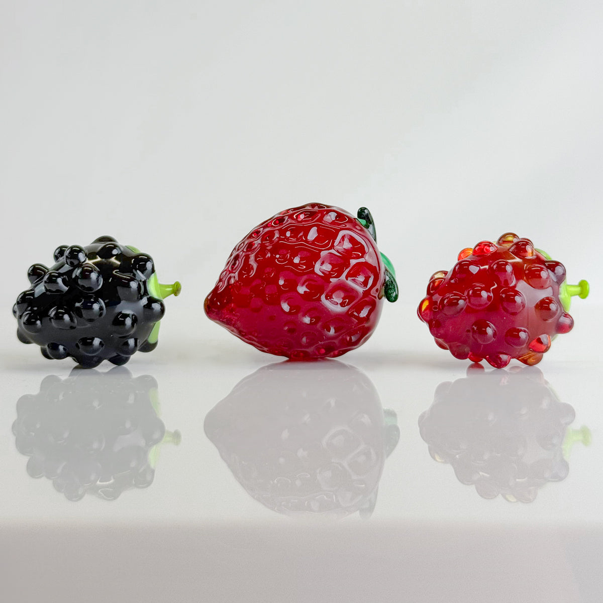 Murano Glass Berries, Raspberries, Set of 3