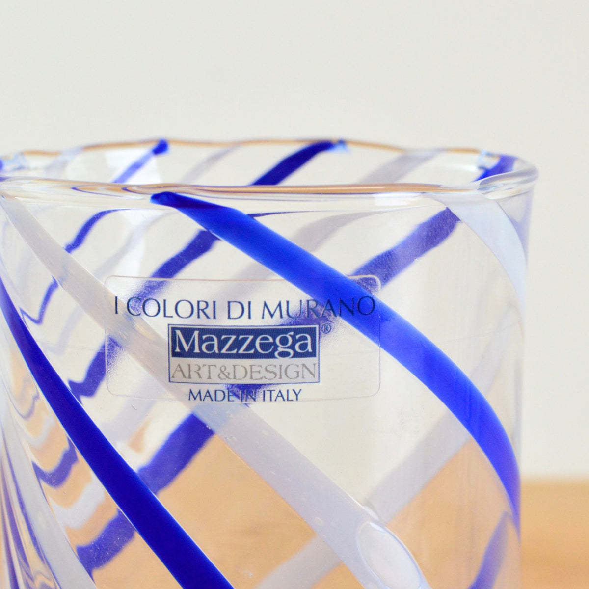 Italian Handblown Glass Tumblers - Blue, Red, Green, Yellow, Spiral Design