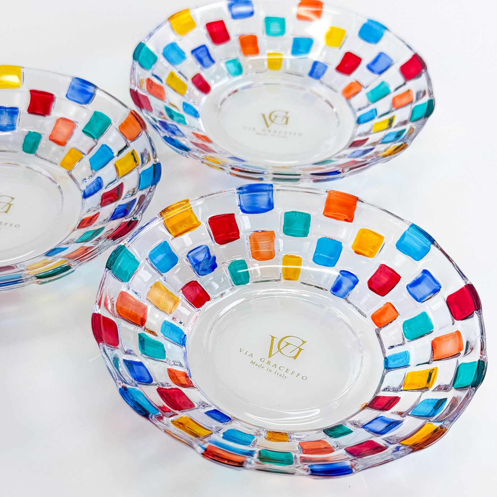 Small hand-painted crystal decorative bowl, 4.75 inches, made in Italy, from MyItalianDecor, featuring intricate Italian craftsmanship.
