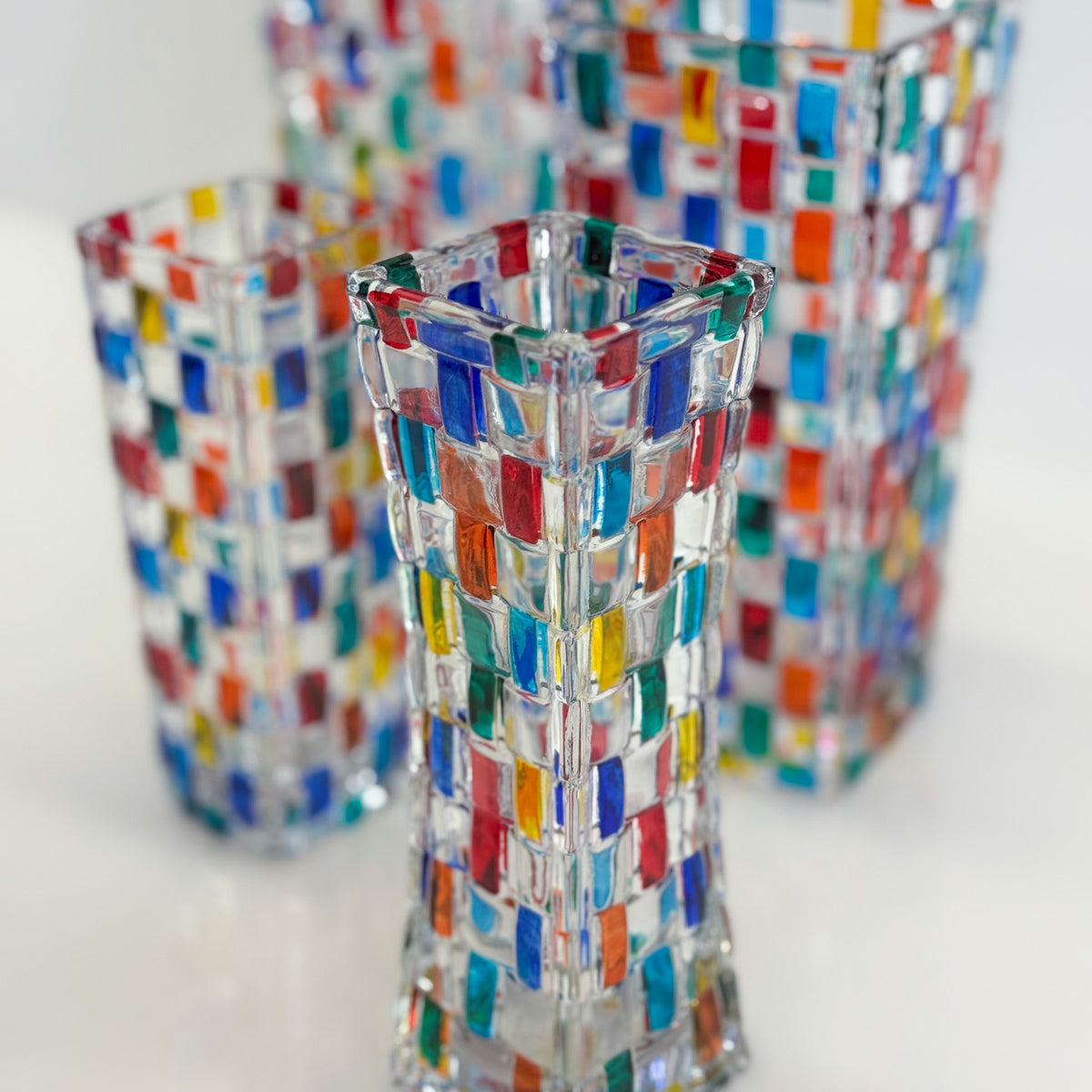 Curved Bud Vase, Bossanova Italian Crystal, Made in Italy