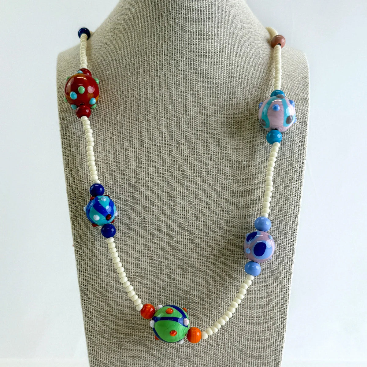 Murano Glass Colorful Dots Beaded Necklace - My Italian Decor