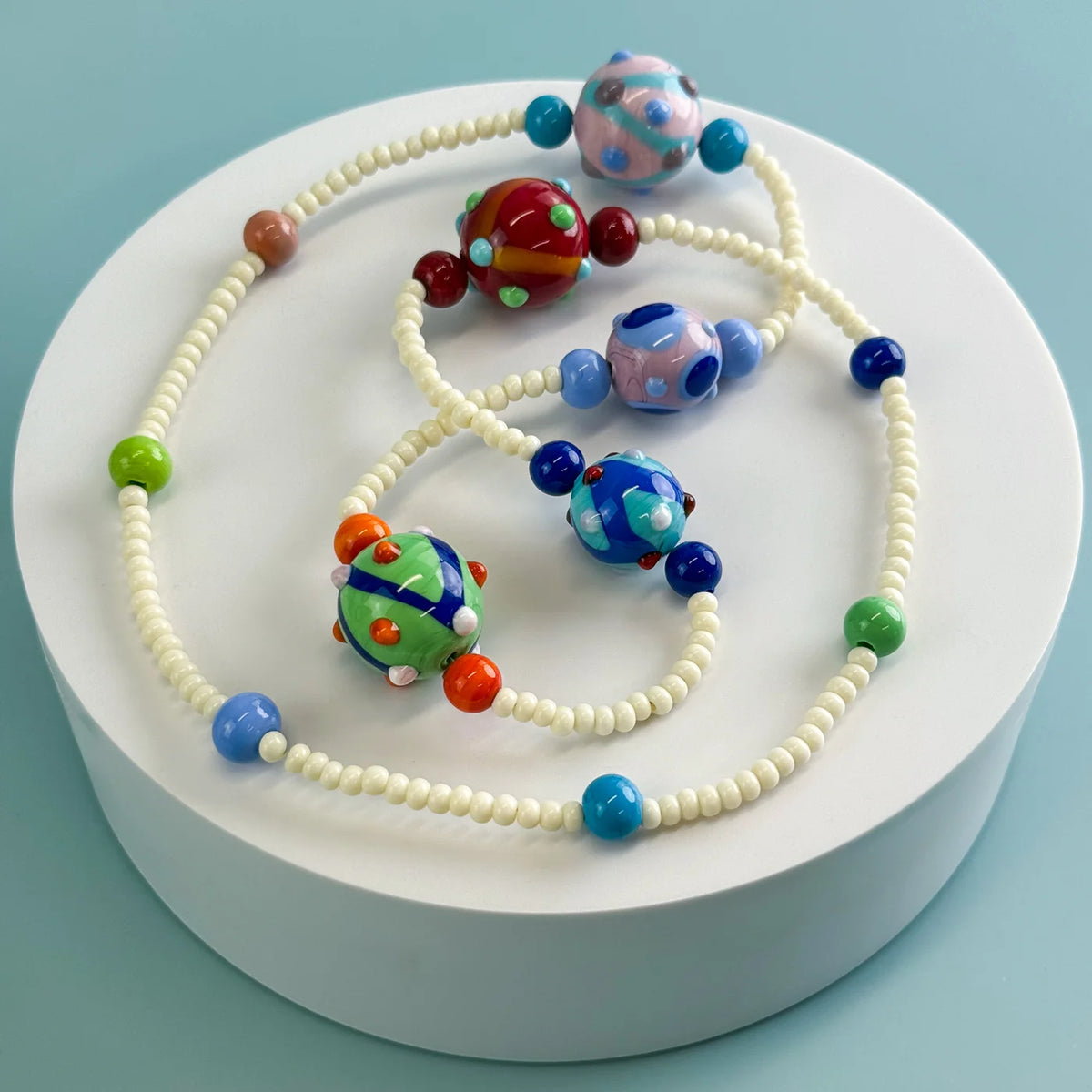 Murano Glass Colorful Dots Beaded Necklace - My Italian Decor