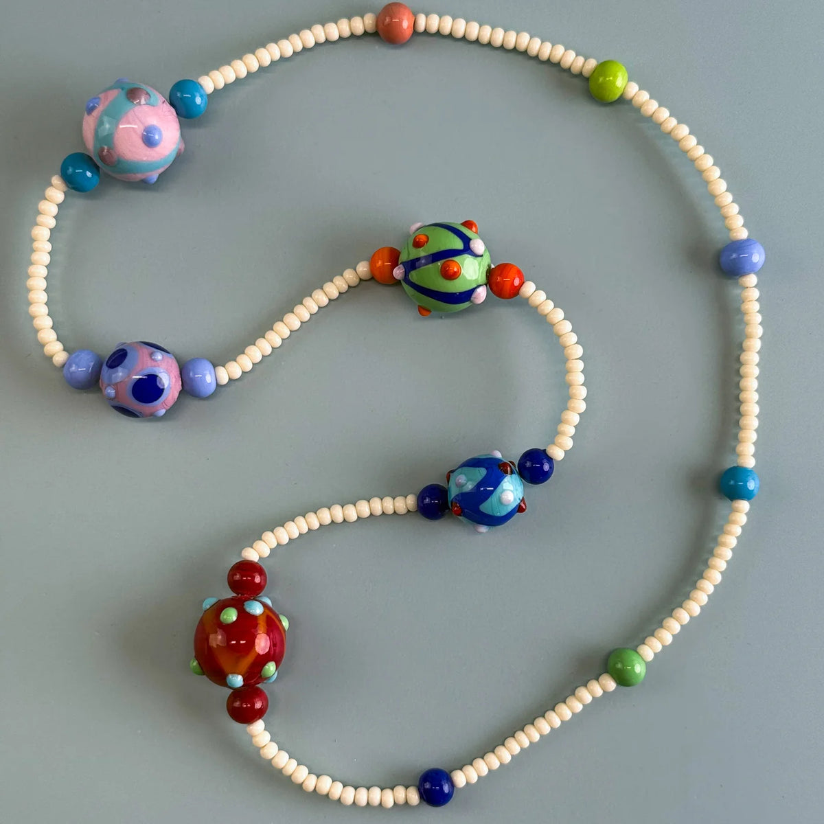 Murano Glass Colorful Dots Beaded Necklace - My Italian Decor