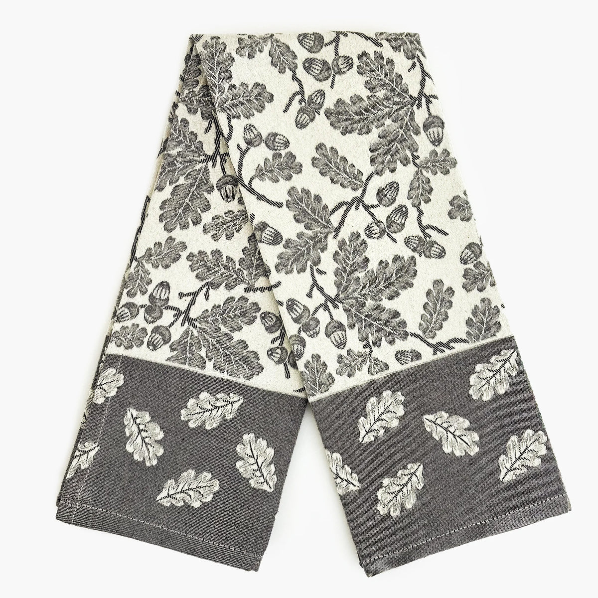 Busatti Acorn kitchen towel in assorted colors, made in Italy, featuring detailed embroidery and soft cotton fabric.