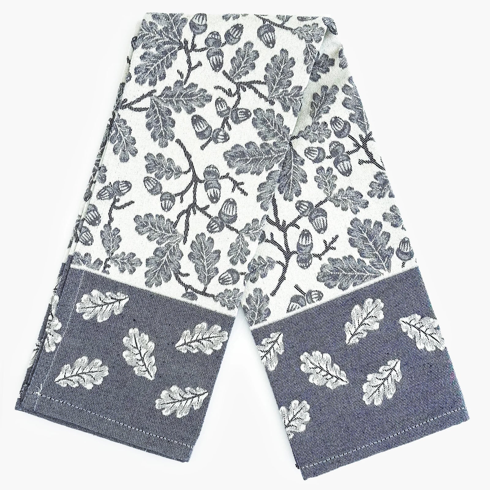 Busatti Acorn kitchen towel in assorted colors, made in Italy, with detailed embroidery and soft cotton fabric.