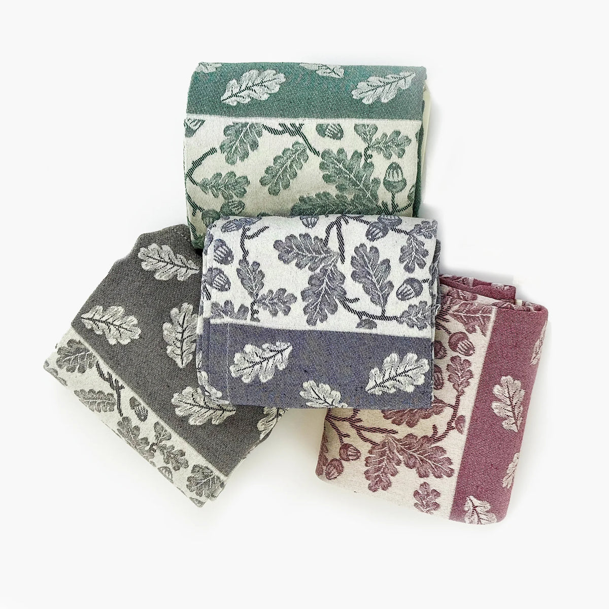 Busatti Acorn Kitchen Towel in assorted colors, made in Italy, featuring a woven pattern and soft cotton fabric.