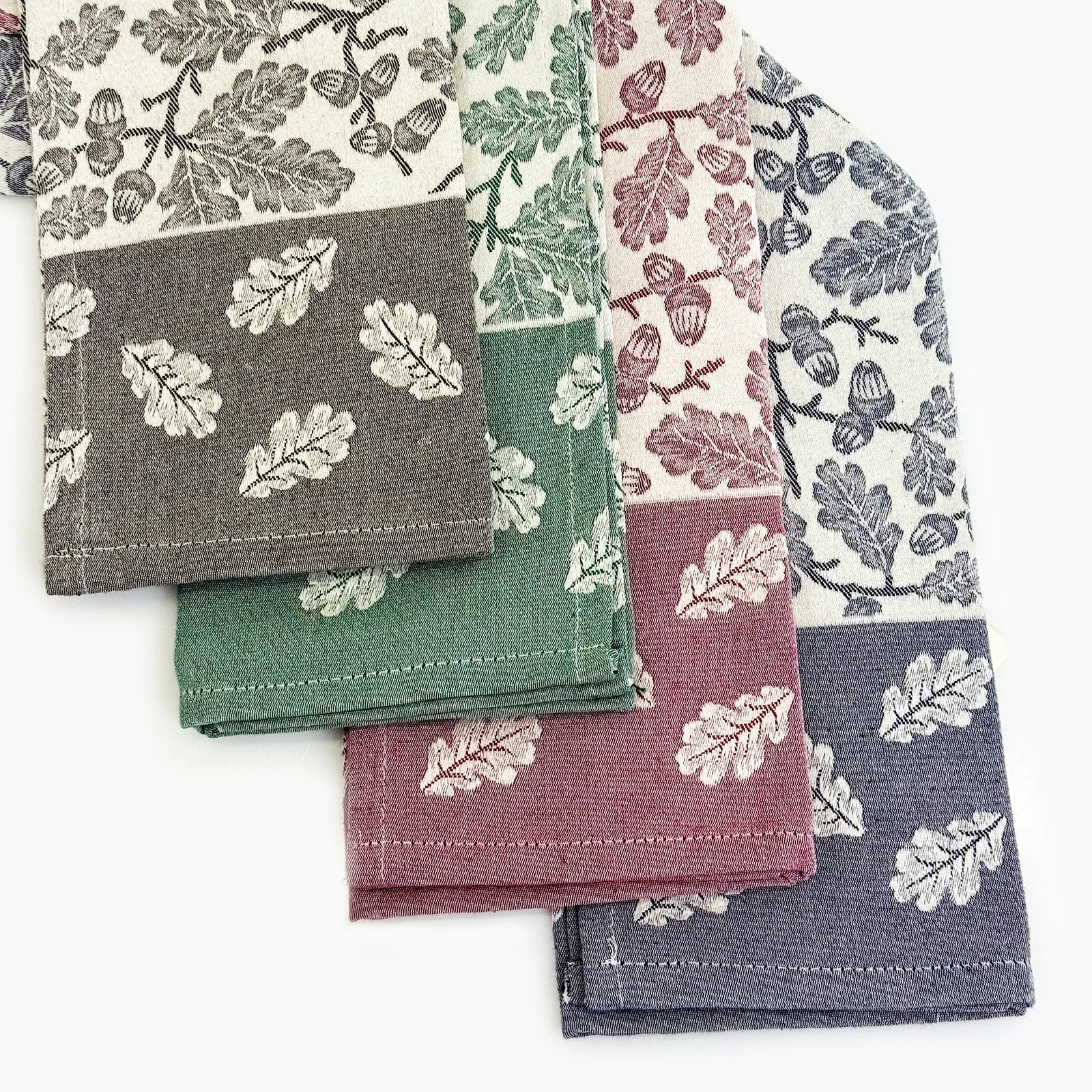 Busatti Acorn kitchen towel in assorted colors, made in Italy, featuring a woven design on soft fabric.