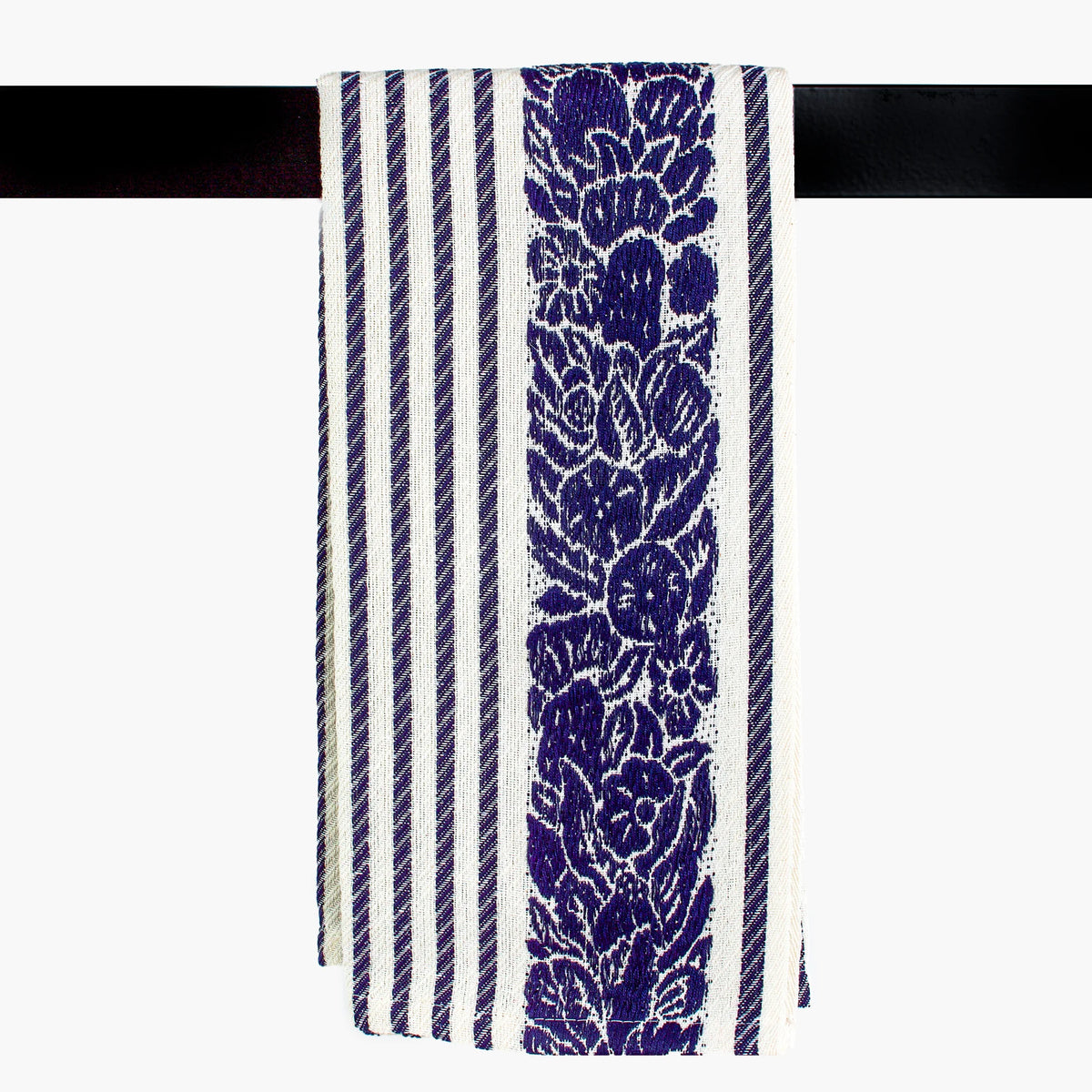 Busatti floral and stripe kitchen towel in assorted colors, made in Italy, featuring vibrant botanical and geometric patterns.